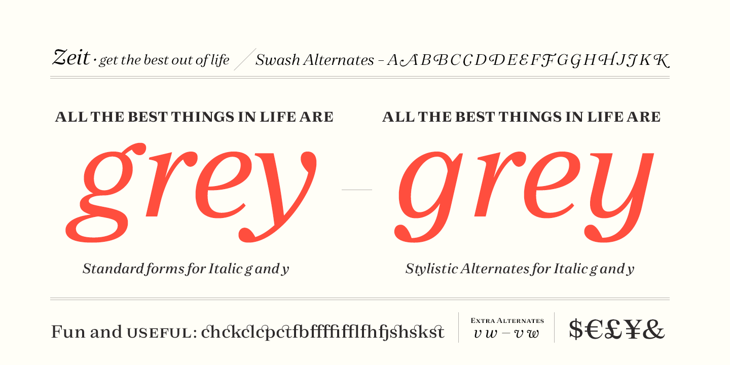 Zeit Extra light Italic Font preview